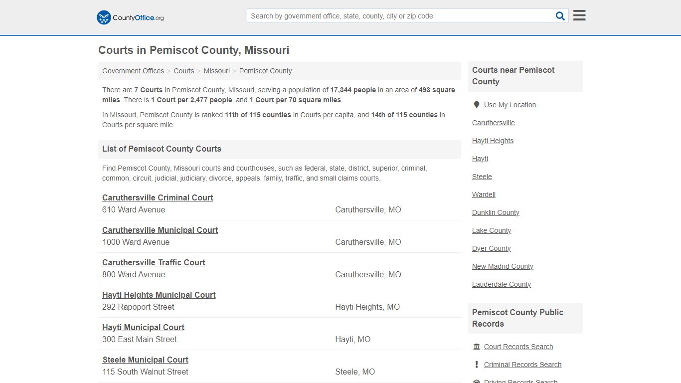 Courts - Pemiscot County, MO (Court Records & Calendars)